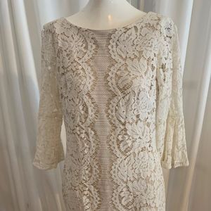 Flattering flare sleeve Dressbarn cream lace dress